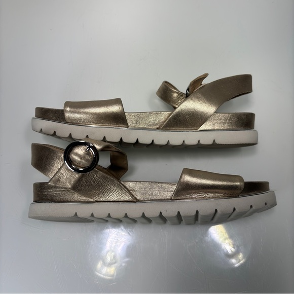 Wirth Metallic Gold Leather Adjustable Ankle Strap Sandals Size 42 - Picture 7 of 13